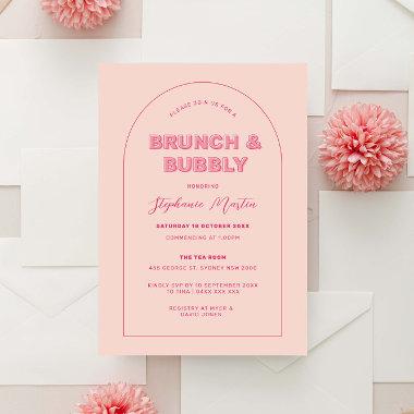 Pink Outline Bold Type Brunch & Bubbly Invitations