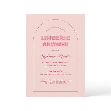 Pink Outline Bold Type Lingerie Shower Invitations