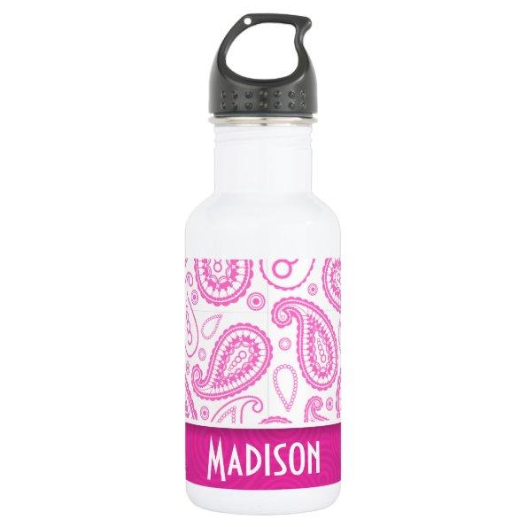 Pink Paisley Pattern Stainless Steel Water Bottle