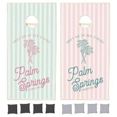 Pink Palm Spring Pastel Beach Bachelorette Party Cornhole Set