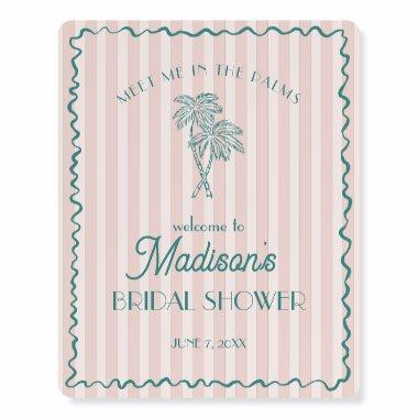 Pink Palm Spring Pastel Beach Bridal Showe Welcome Foam Board
