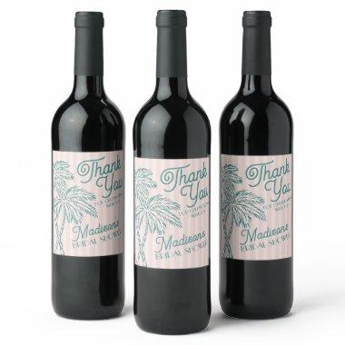 Pink Palm Spring Pastel Beach  Favors Wine Label