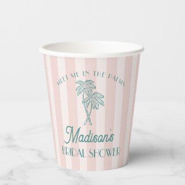 Pink Palm Spring Pastel Beach  Paper Cups