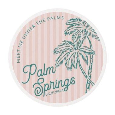 Pink Palm Spring Pastel Beach Party Favors Edible Frosting Rounds