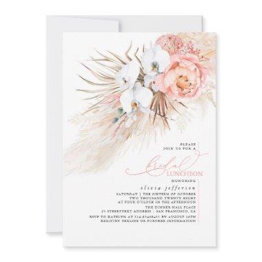 Pink Pampas Grass Luncheon Bridal Shower Invitations