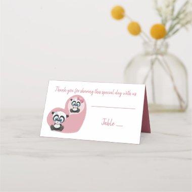 Pink Panda Bear Thank You Wedding Escort Place Invitations