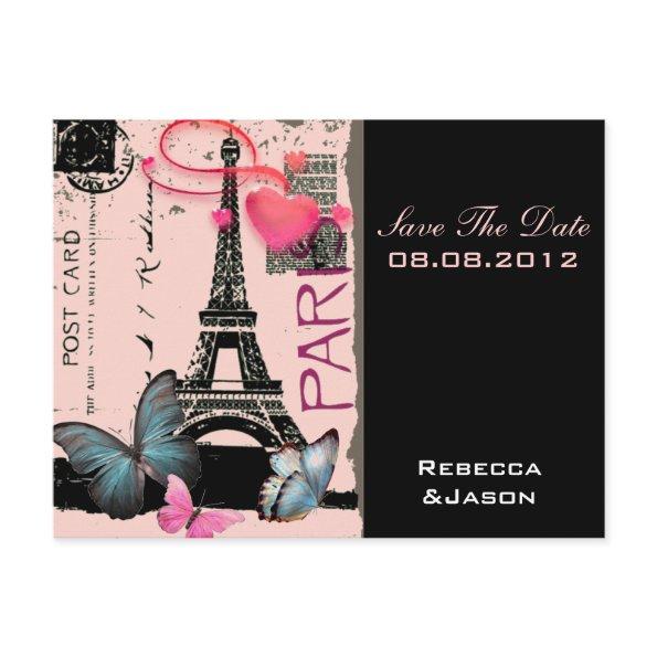 pink paris eiffel tower destination wedding announcement post