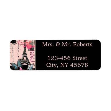 pink paris eiffel tower destination wedding label