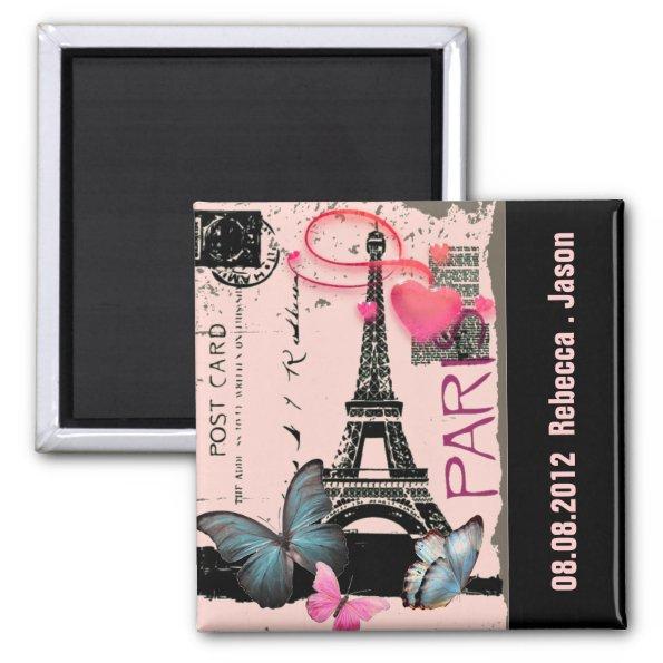 pink paris eiffel tower destination wedding magnet