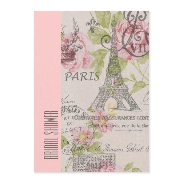 pink paris eiffel tower vintage bridal shower Invitations