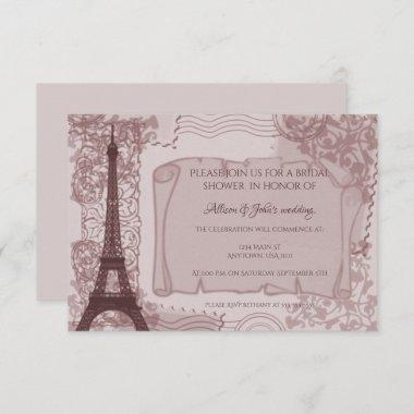 Pink Parisian Bridal Shower Invitations