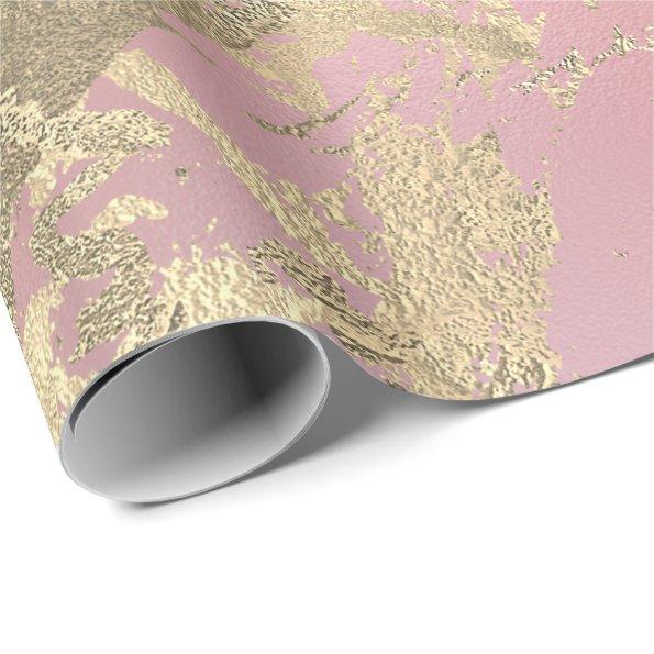 Pink Pastel Champaigne Gold Marble Metallic Stroke Wrapping Paper