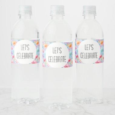 Pink Pastel Watercolor with Message Water Bottle Label