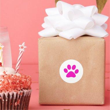 Pink Paw Prints Cute Girly Colorful Holiday White Classic Round Sticker