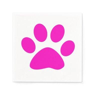 Pink Paw Prints Cute Girly Colorful Holiday White Napkins