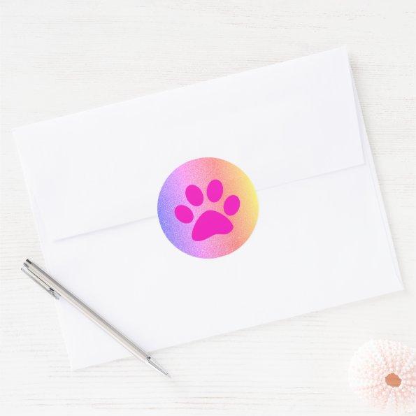 Pink Paw Prints Rose Gold Glitter Cute Holiday Classic Round Sticker