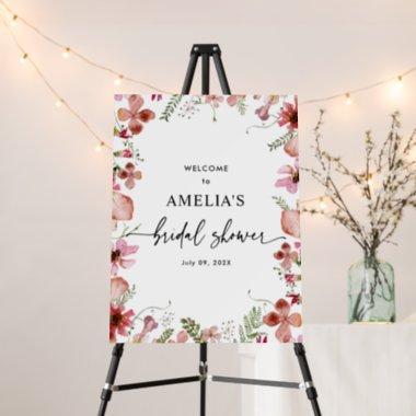 Pink Peach Wildflowers Baby Shower Welcome Signs