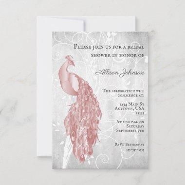 Pink Peacock Bridal Shower Invitations