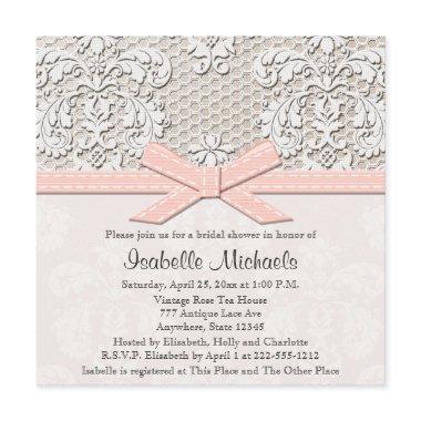 Pink Pearl and Lace Bridal Shower Invitations