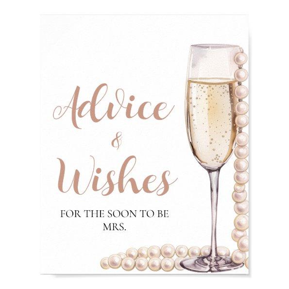Pink Pearls and Prosecco Advice and Wishes Sign