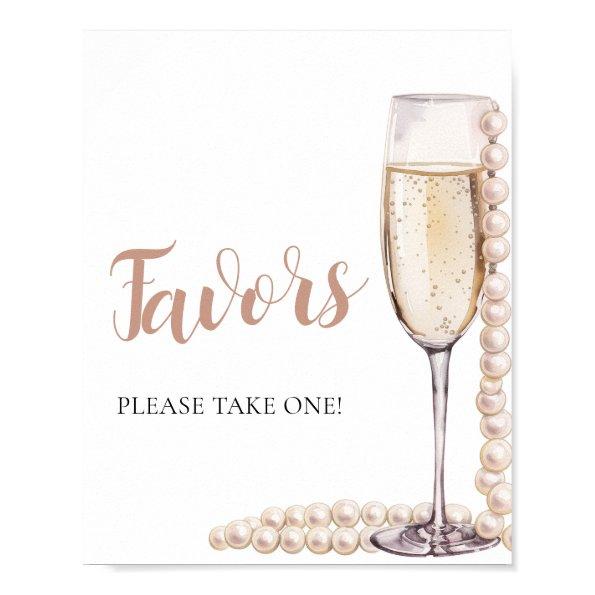 Pink Pearls and Prosecco Champagne Favors Sign