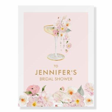 Pink Pearls and Prosecco Welcome Sign