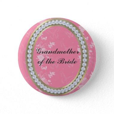Pink, Pearls, Butterflies Grandmother Button