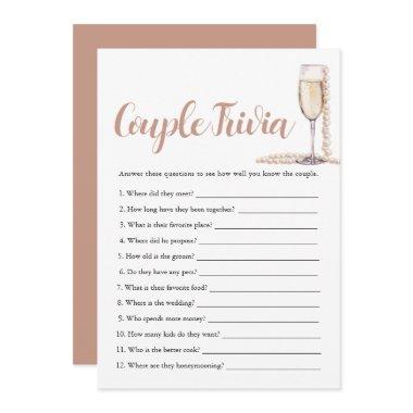 Pink Pearls & Prosecco Couple Trivia Bridal Game Invitations