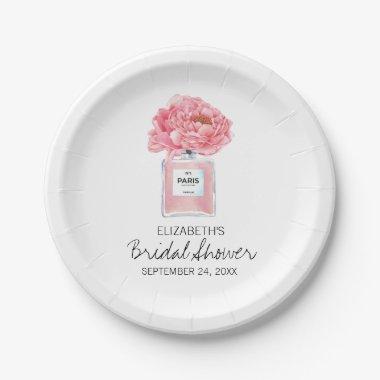 Pink Peonies and Perfume Floral Bridal Shower Paper Plates