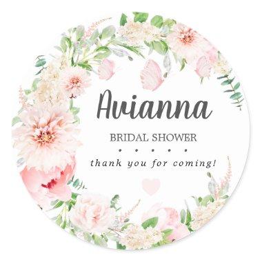 Pink Peony Bridal Shower Thank You Favor Classic Round Sticker
