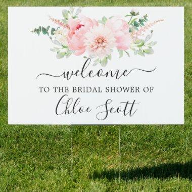Pink Peony  Welcome Yard Sign