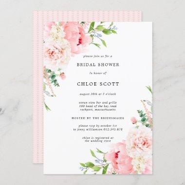 Pink Peony Floral Botanical Bridal Shower Invitati Invitations