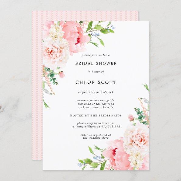 Pink Peony Floral Botanical Bridal Shower Invitati Invitations