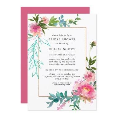 Pink Peony Floral Bridal Shower Invitations