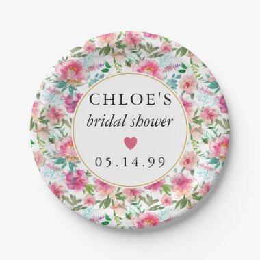 Pink Peony Floral  Paper Plates