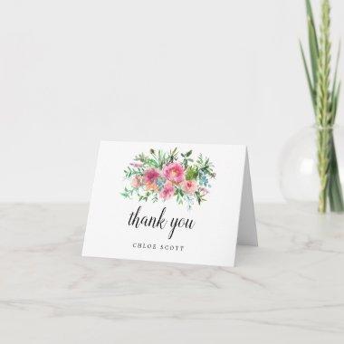 Pink Peony Floral Bridal Shower Photo Thank You Invitations