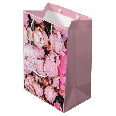 Pink Peony Floral Design Medium Gift Bag