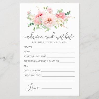 Pink Peony Floral Greenery Advice and Wishes Invitations