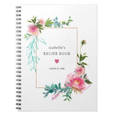Pink Peony Floral Recipe Book
