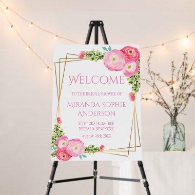 Pink Peony Gold  Welcome Sign