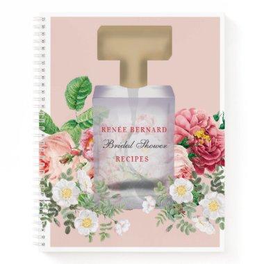 Pink Perfume Bottle Floral  Recipe Notebook