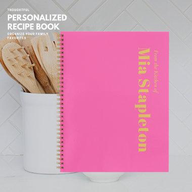 Pink Personalized Blank Recipe Book with Name