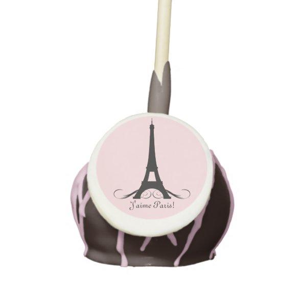 Pink Personalized Eiffel Tower J'aime Paris! Cake Pops