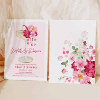 Pink Petals and Prosecco Garden Bridal Invitations