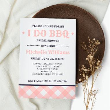 Pink Plaid | Rustic I DO BBQ Bridal Shower Invitations