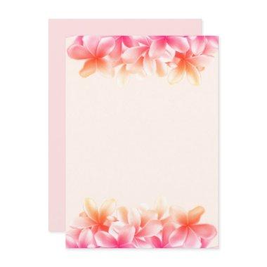 Pink Plumeria Flowers Blank Note Paper Invitations