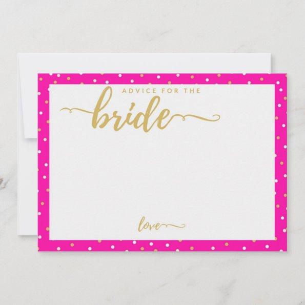 Pink Polka Dots Advice Card for Bride to Be