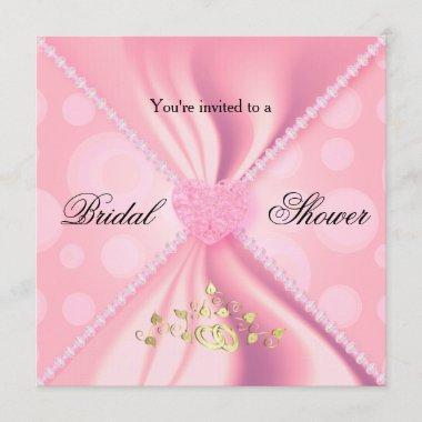 Pink Polka Dots Satin Bridal Shower Invitations