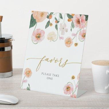 Pink Poppy Flowers Shower Favors Sign