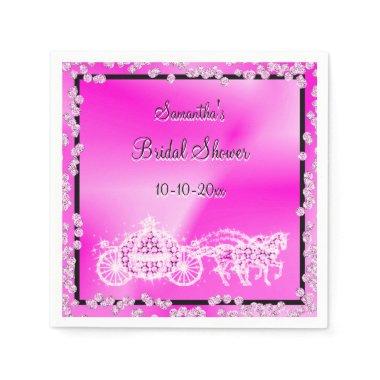 Pink Princess Coach & Horses Bridal Shower Paper Napkins